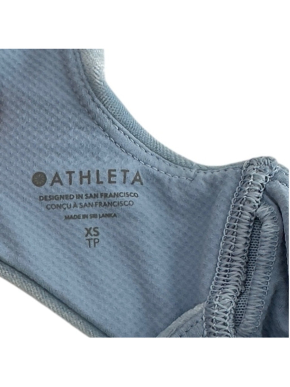 Athleta Velvet Cut Out Crop light blue workout gym lounge wear sz xs - Picture 7 of 12